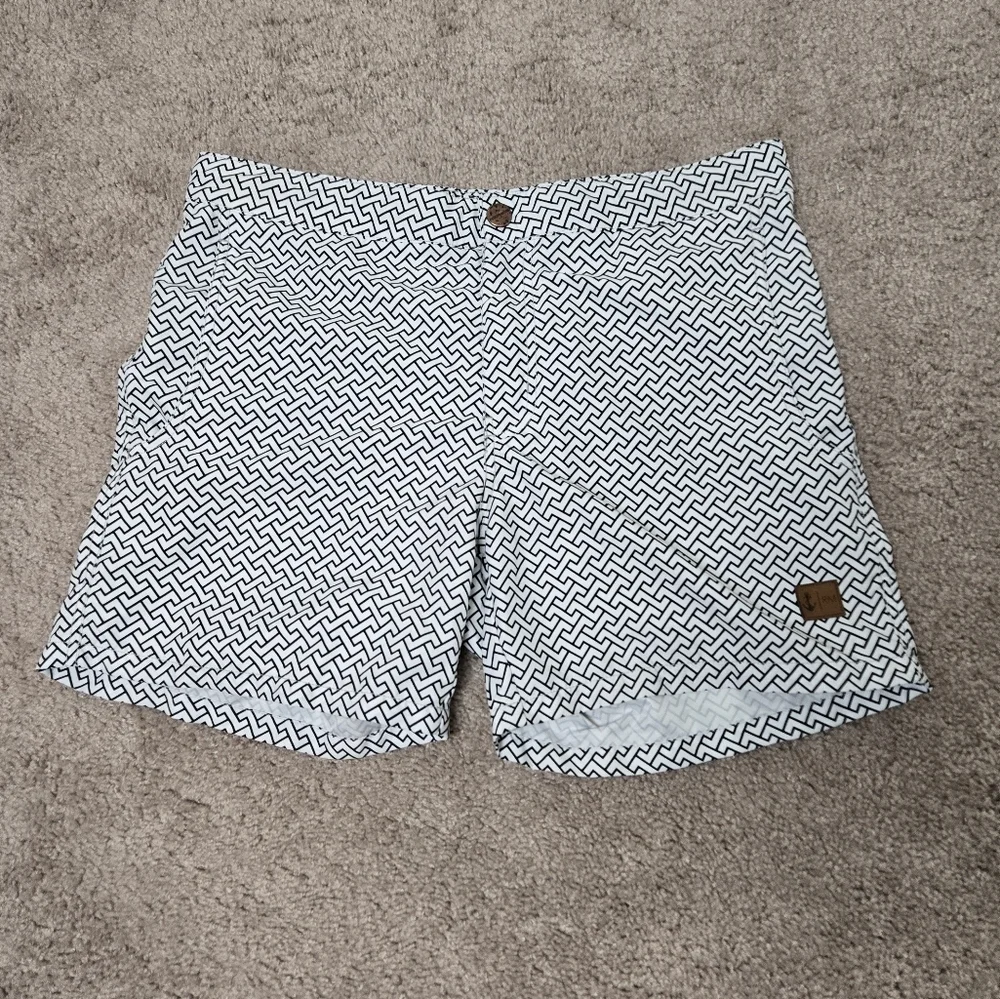 RETROMARINE‎ Zig Zags Swim Trunk White Navy Resort Beach Pool Vacation Size 34